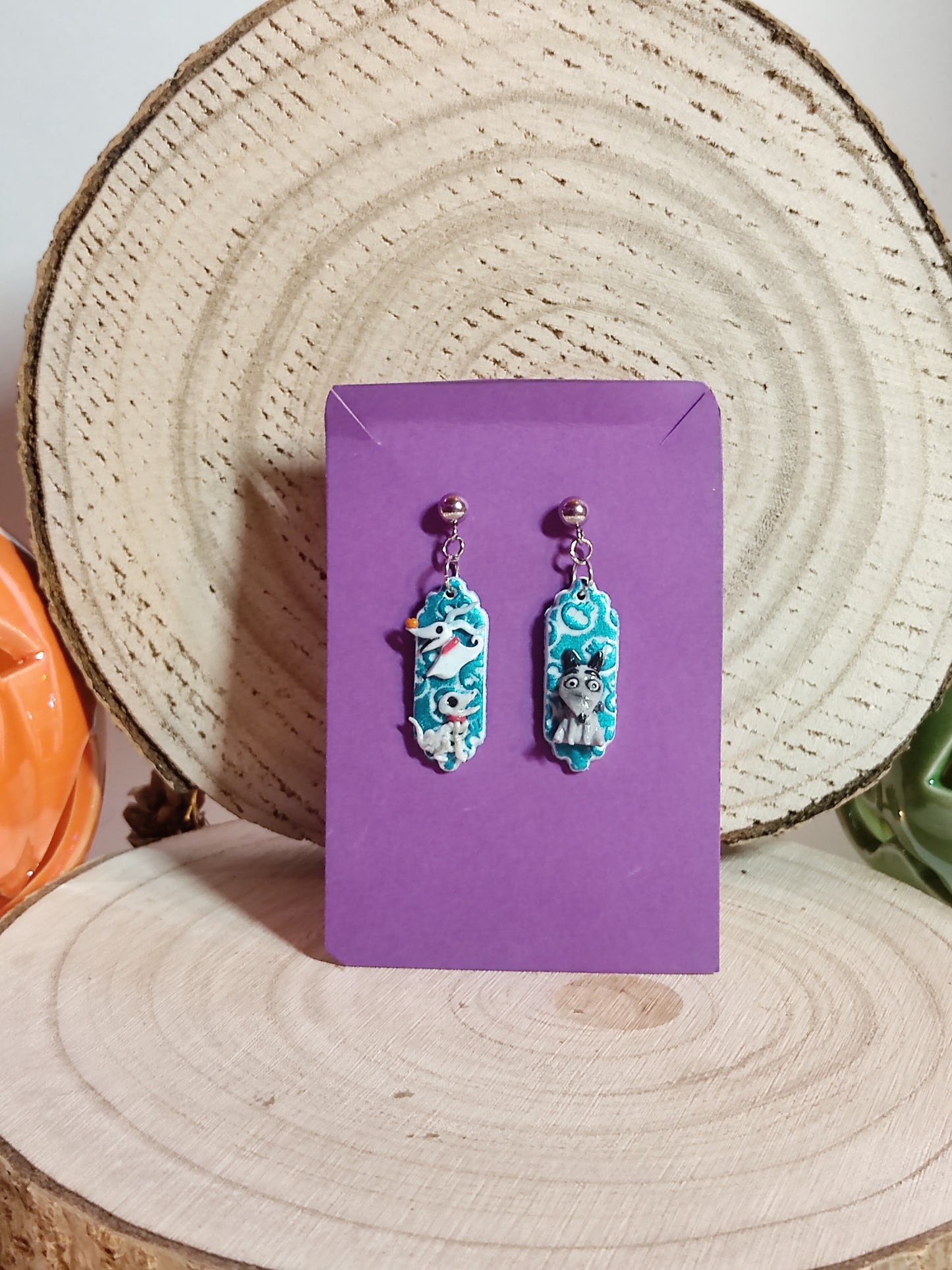 zero , scraps, sparky Handmade Earrings polymerclay
