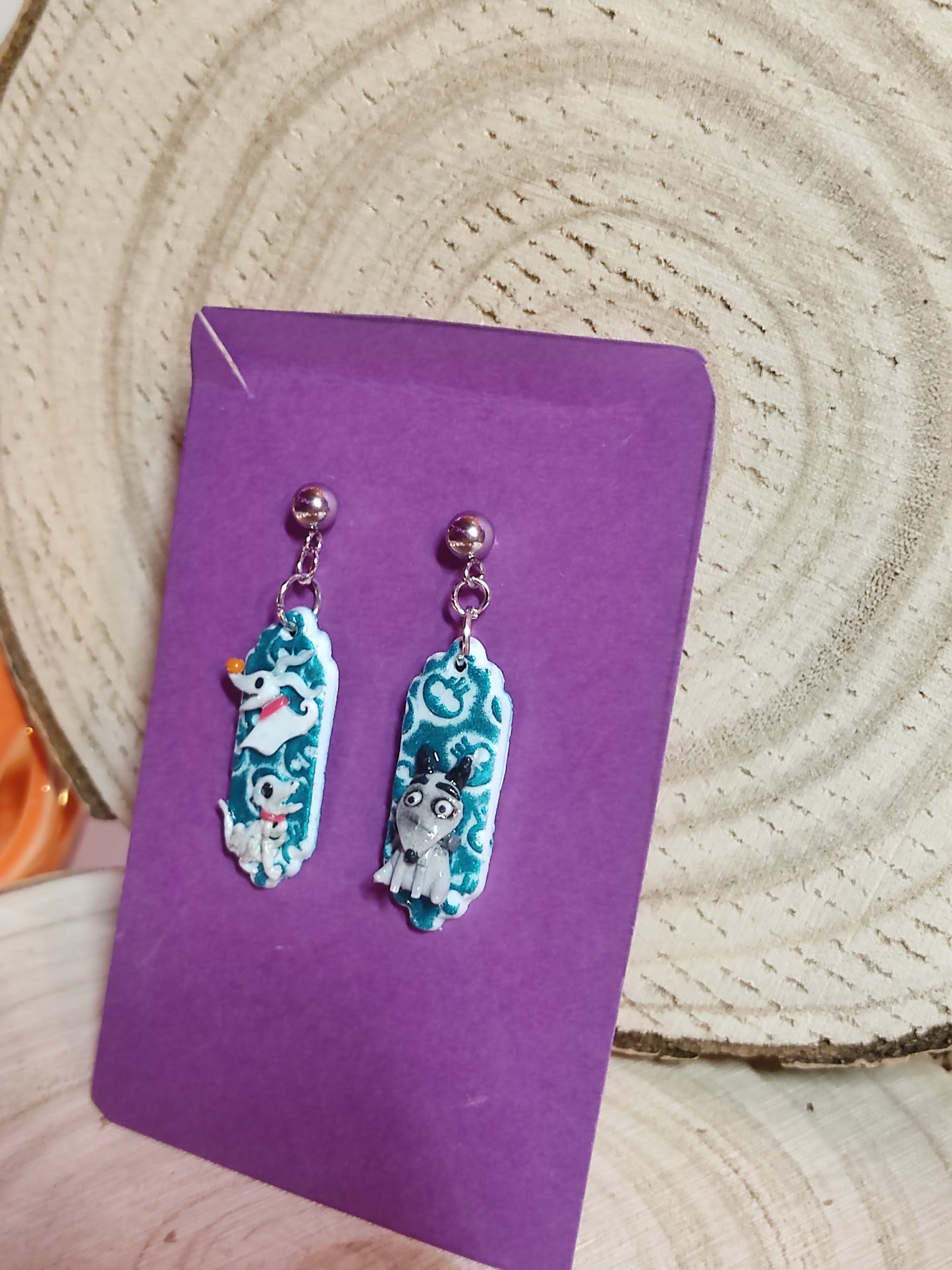 zero , scraps, sparky Handmade Earrings polymerclay