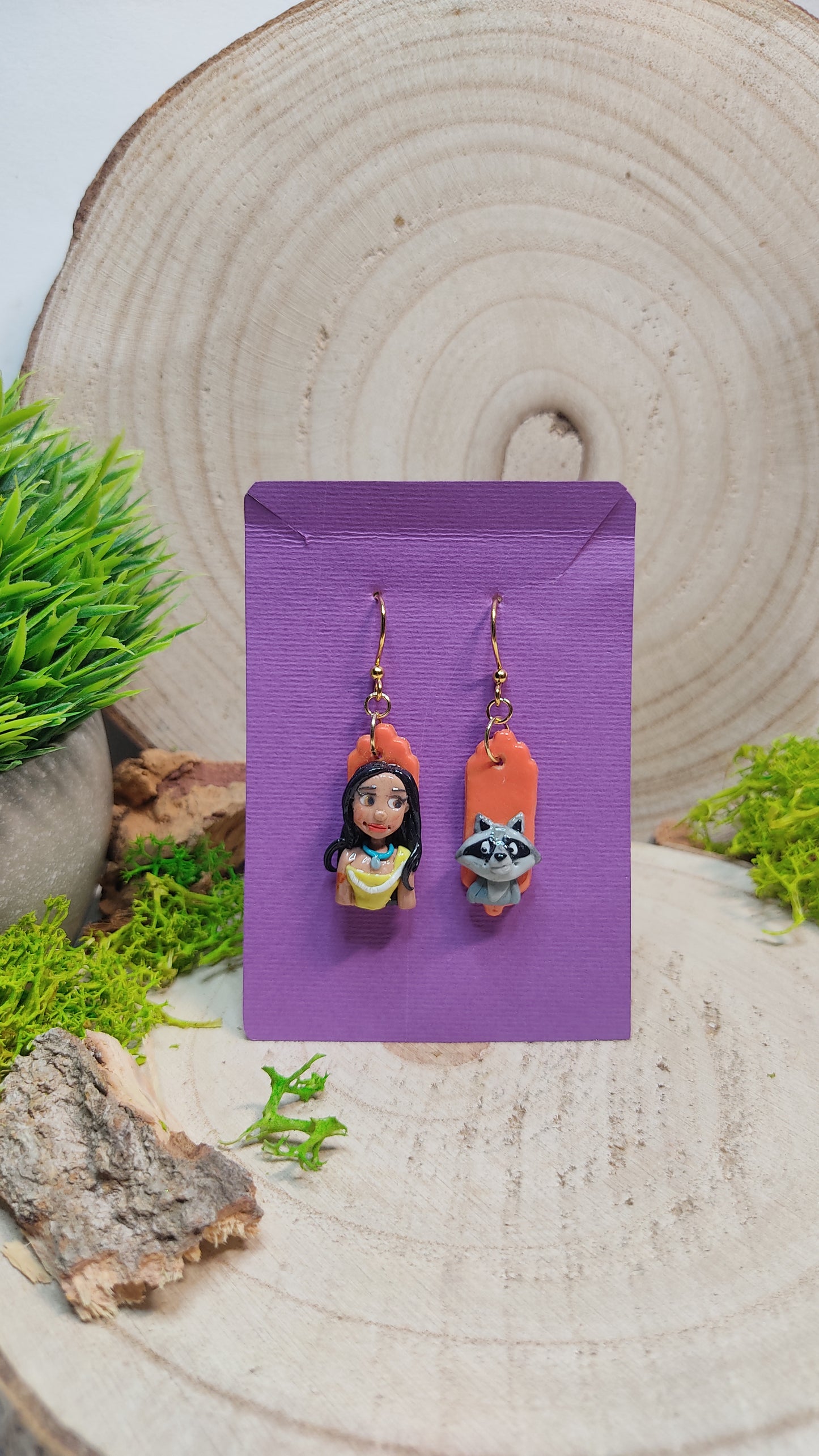 Handmade Pocahontas earrings -Clay-