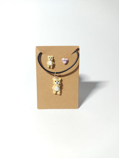 Teddy bear Earrings and Necklace