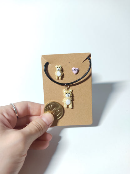 Teddy bear Earrings and Necklace