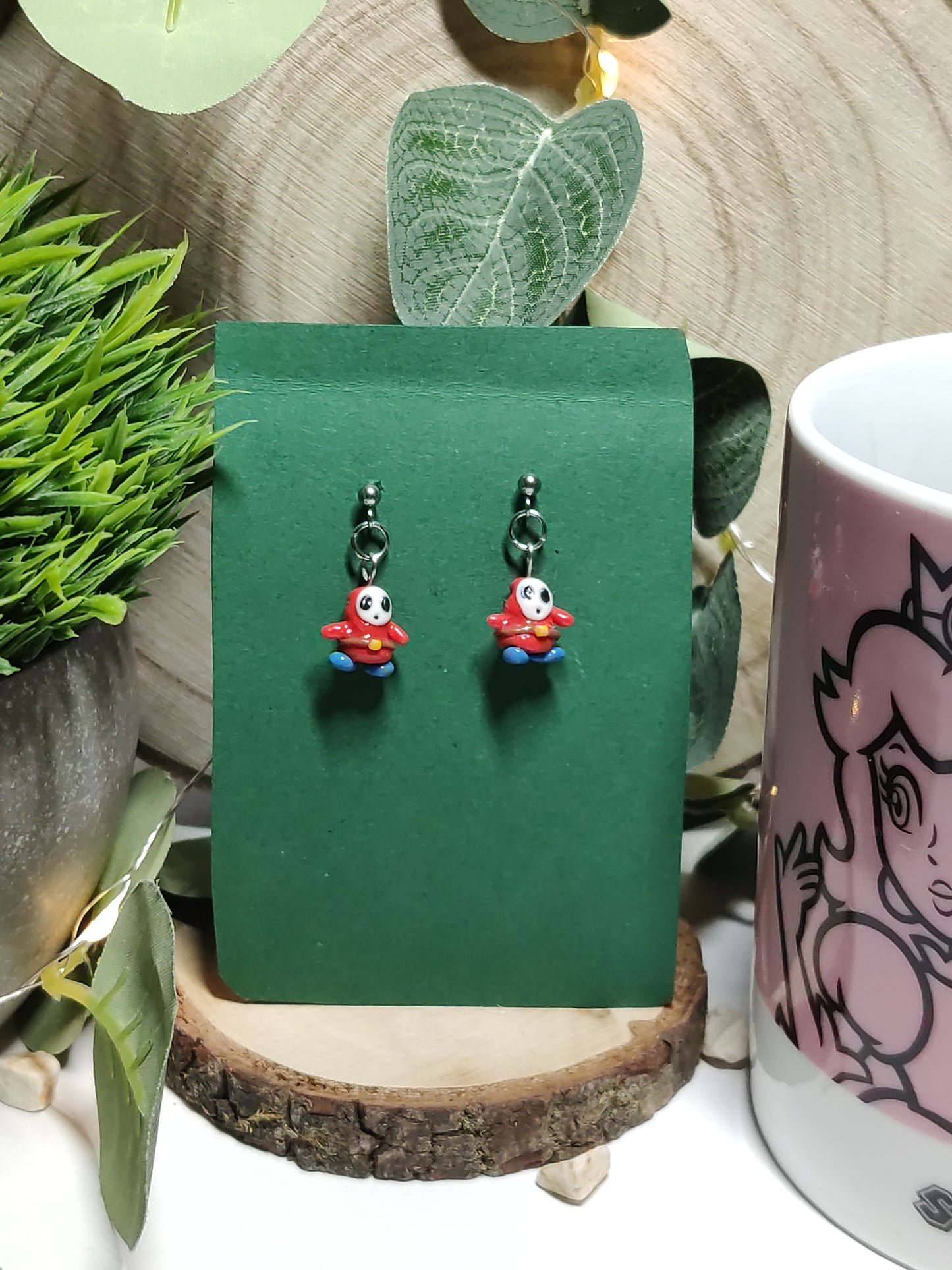 Shy guy Super Mario earrings