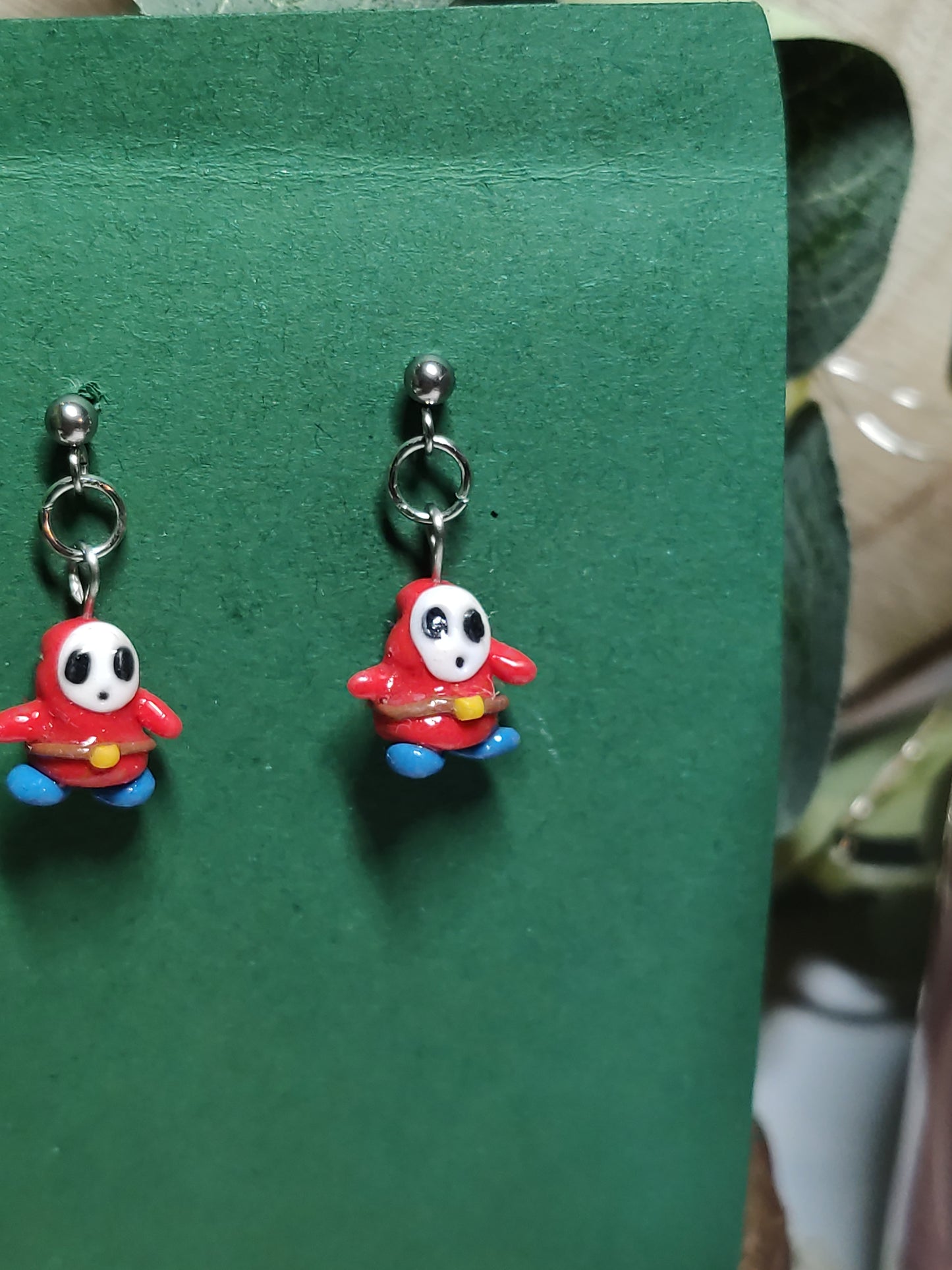 Shy guy Super Mario earrings