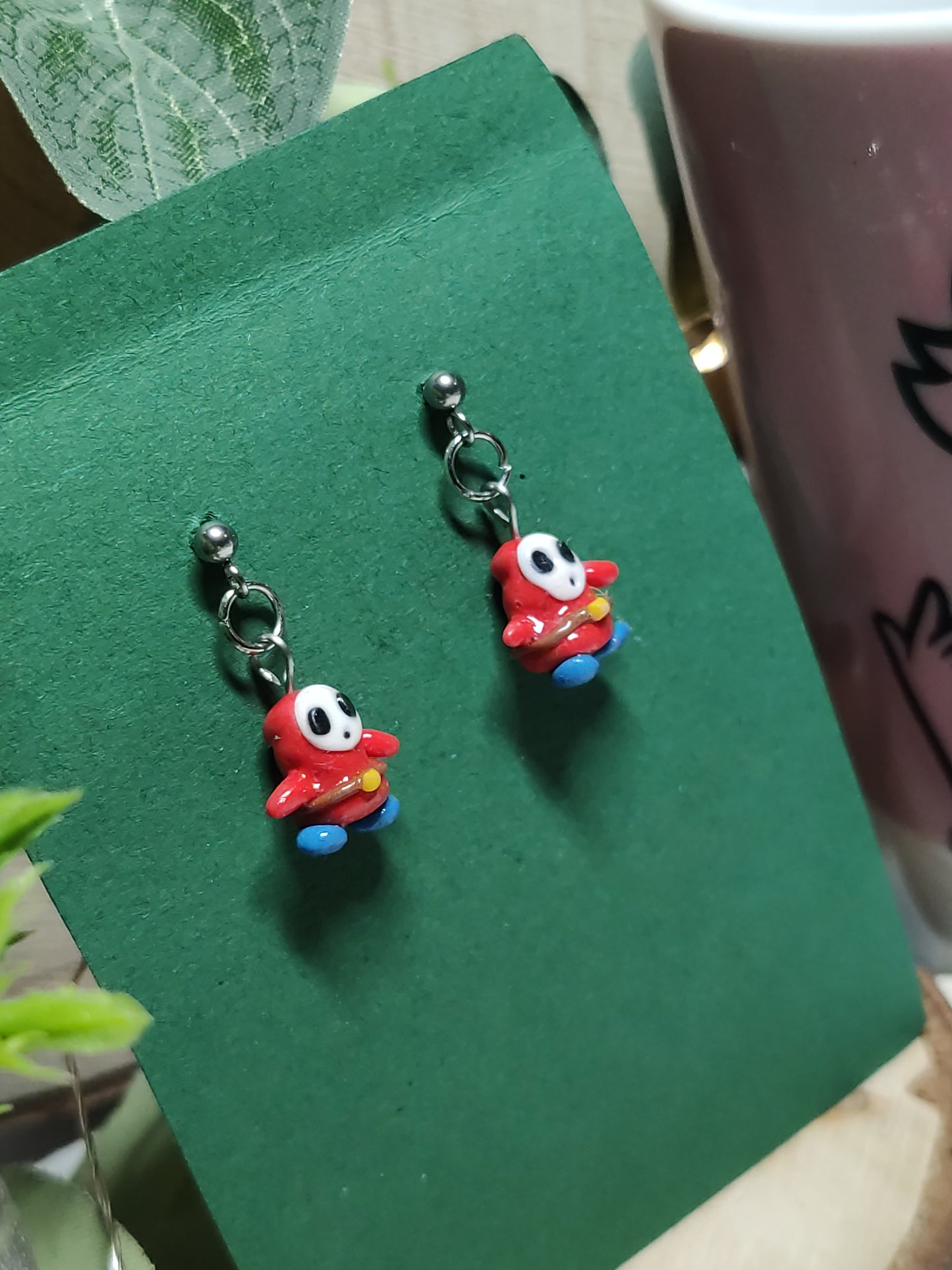 Shy guy Super Mario earrings