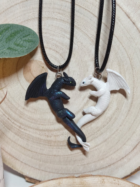 Dragon trainer couple necklace -Clay-