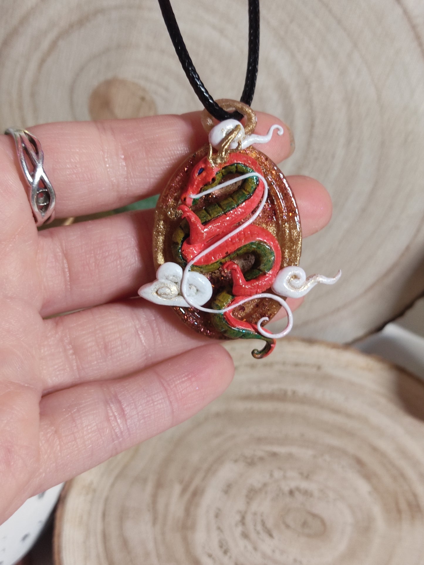 Fantasy Dragons Necklace -Clay-