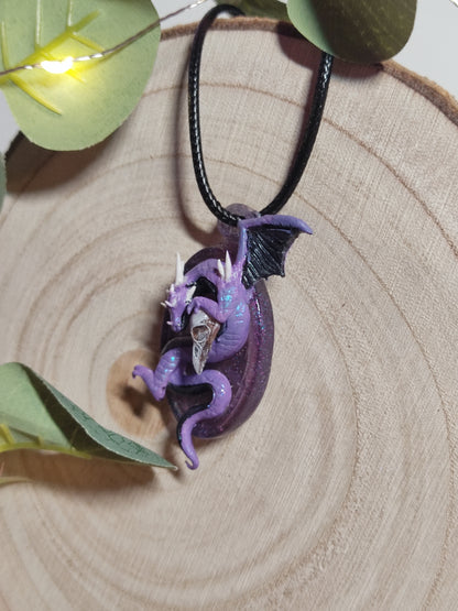 Fantasy Dragons Necklace -Clay-