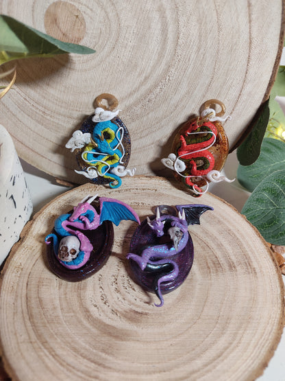 Fantasy Dragons Necklace -Clay-