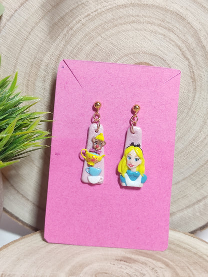 Alice in Wonderland handmade earrings -Clay-