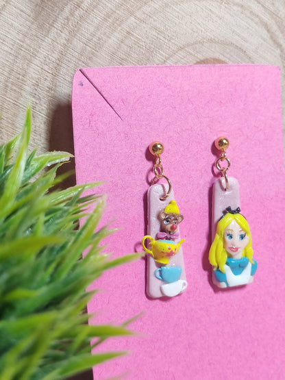 Alice in Wonderland handmade earrings -Clay-