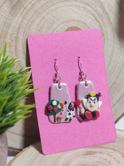 Alice in Wonderland handmade earrings -Clay-