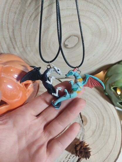 Halloween dragon couple necklace