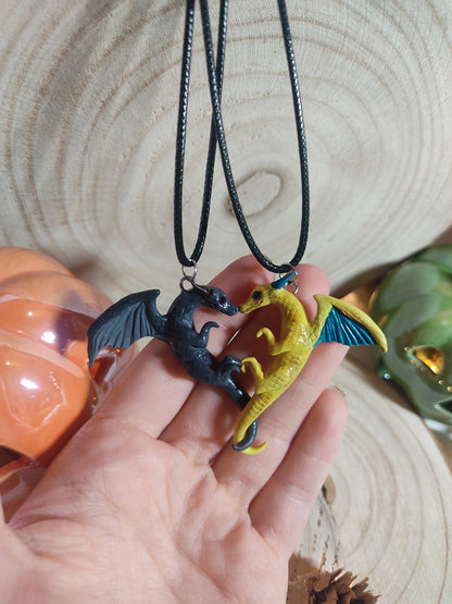 Halloween dragon couple necklace