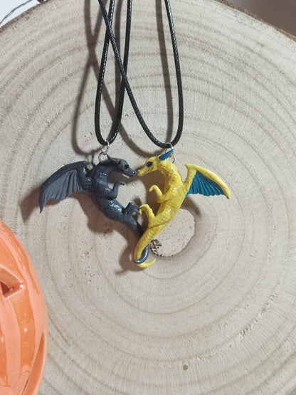 Halloween dragon couple necklace