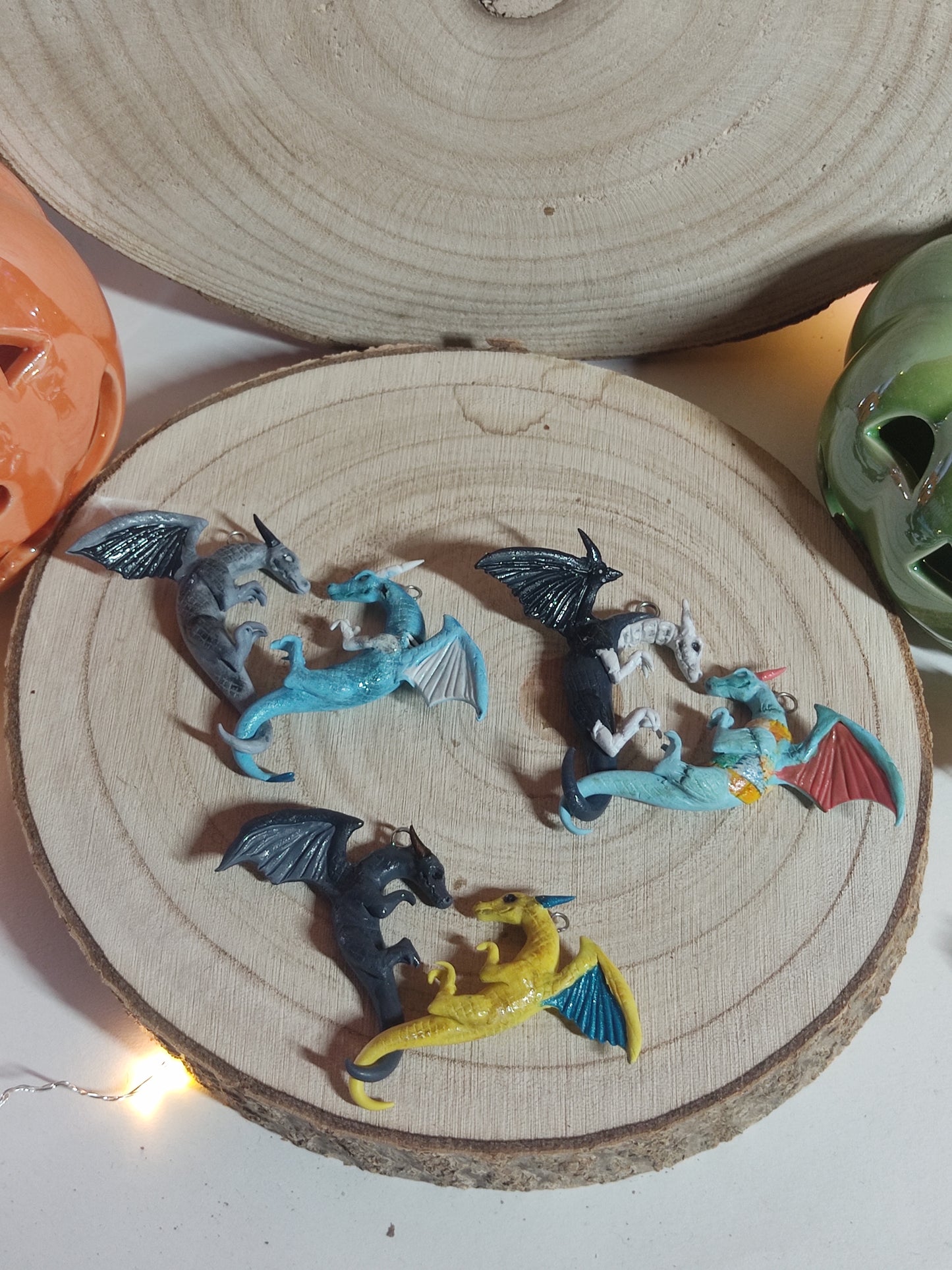 Halloween dragon couple necklace