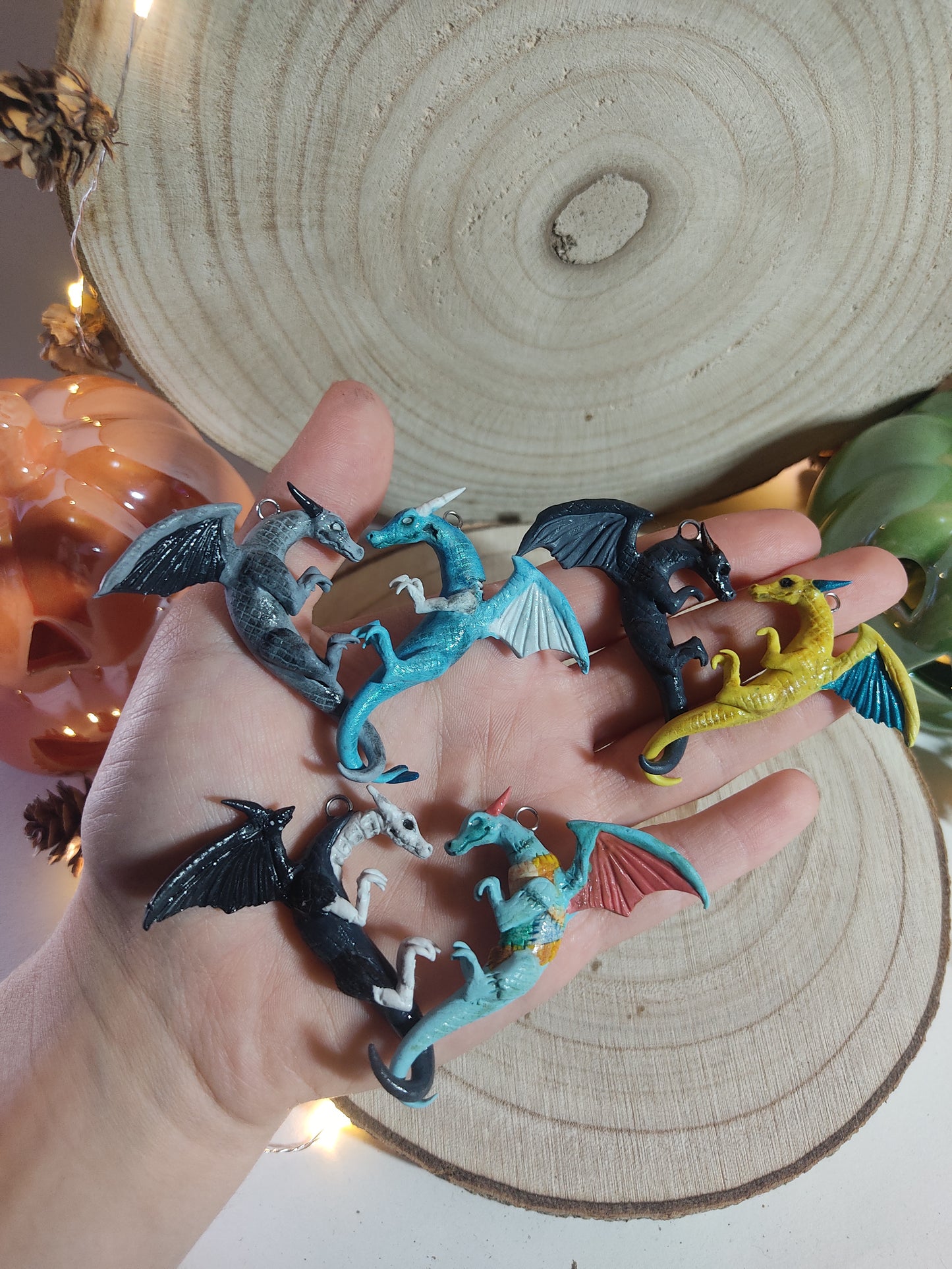 Halloween dragon couple necklace