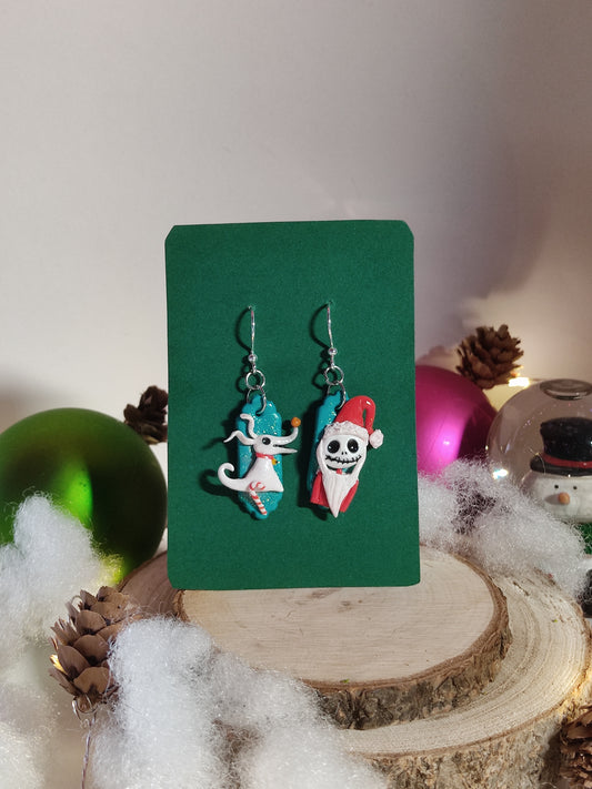 Jack & Zero Christmas earrings 💀🎄