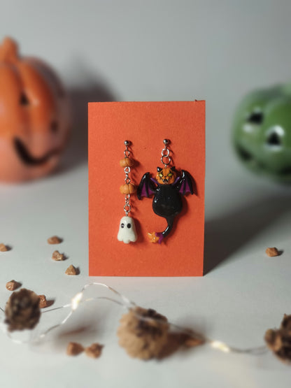 Pumpkin Ghost Chain & Yumi Halloween Earrings