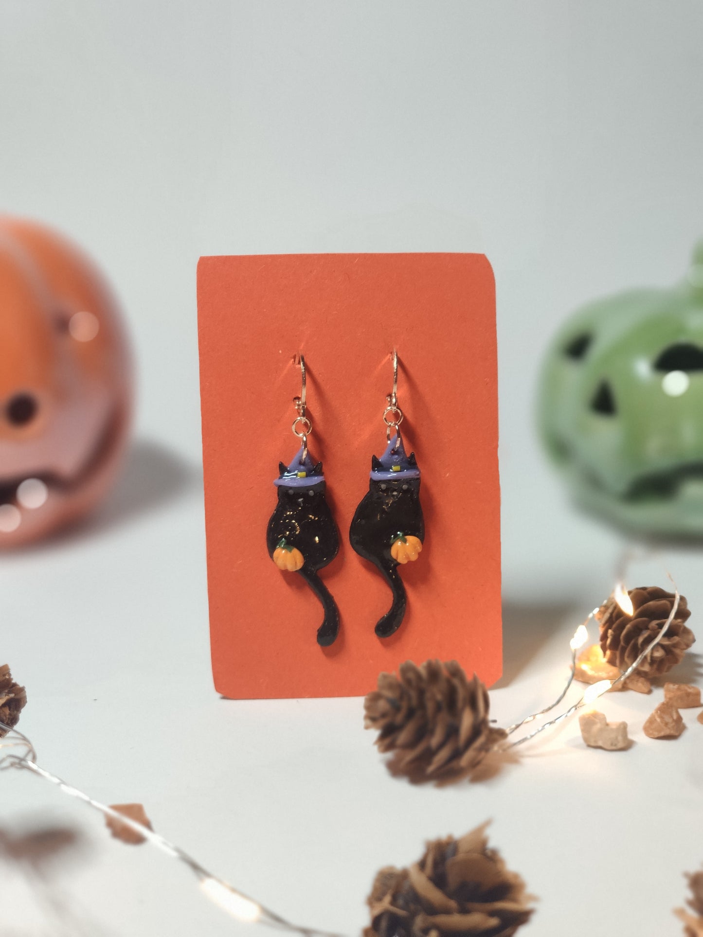 Halloween Cat Polymer Clay earrings