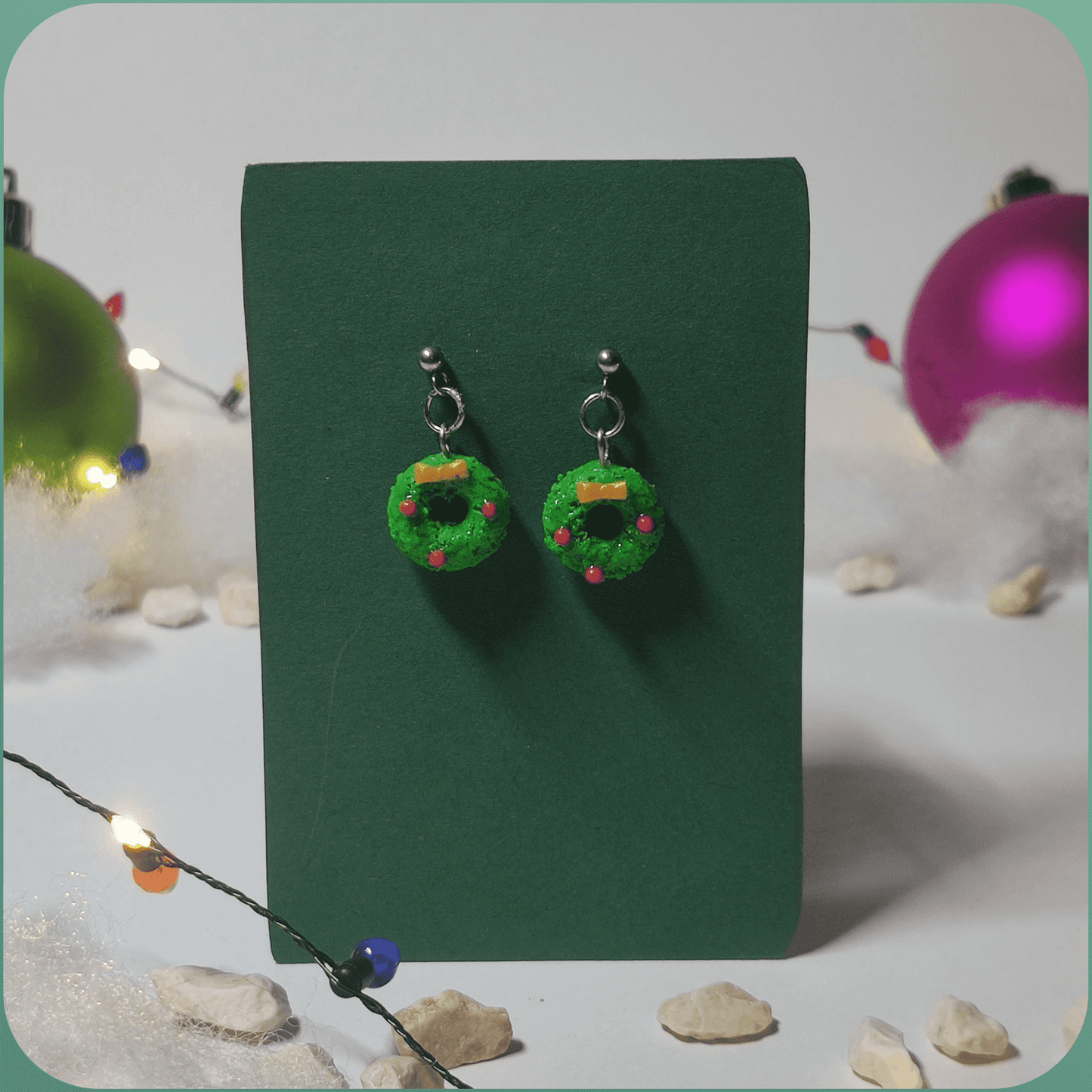 Handmade Christmas Crown Festive Earrings