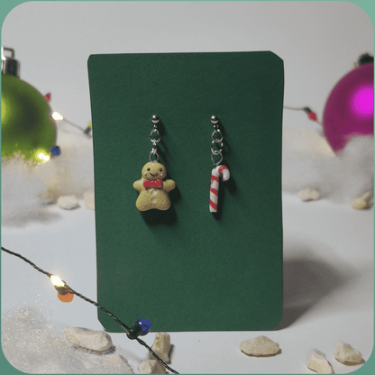 Handmade Festive Christmas Biscuit and Candy Cane Earrings