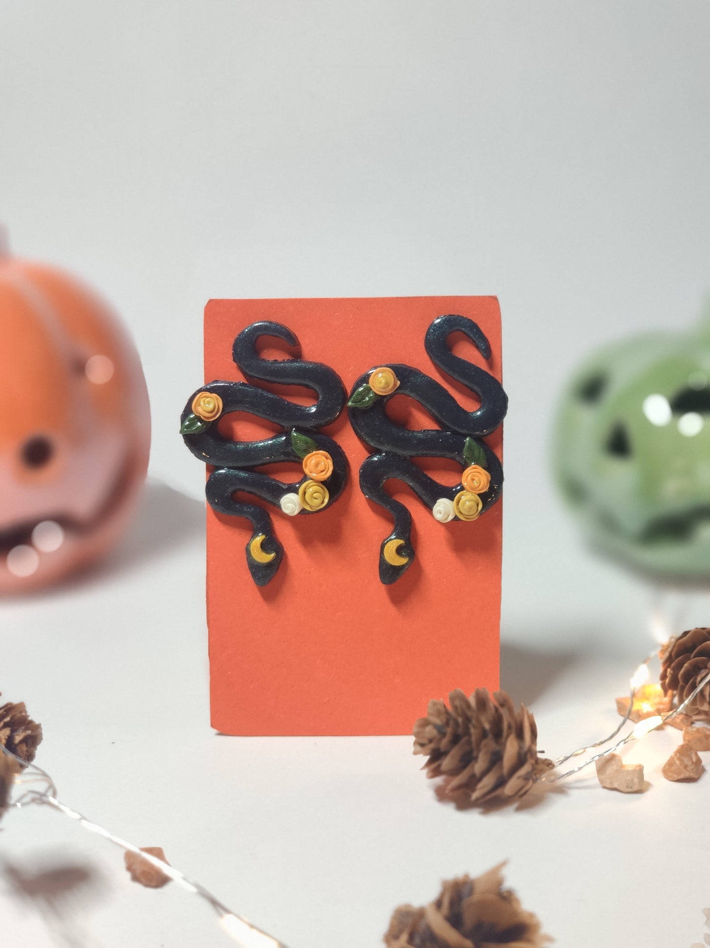 Halloween Floral Snakes Earrings