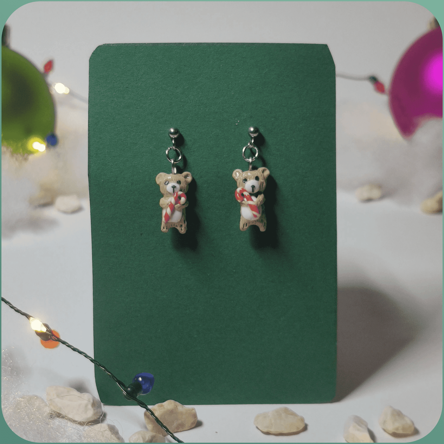 Handmade Earrings Festive Christmas Bear