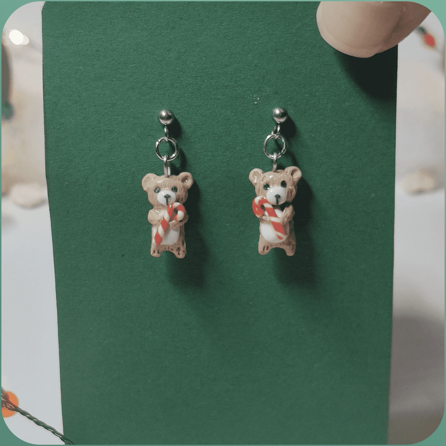 Handmade Earrings Festive Christmas Bear