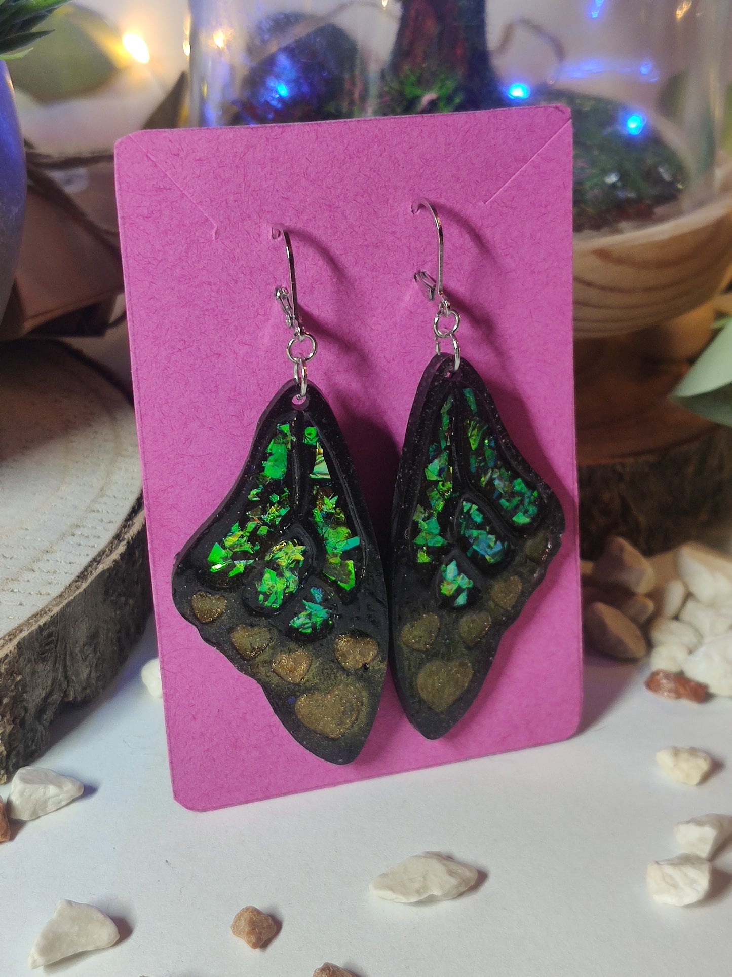 Butterfly wings earrings in Resin