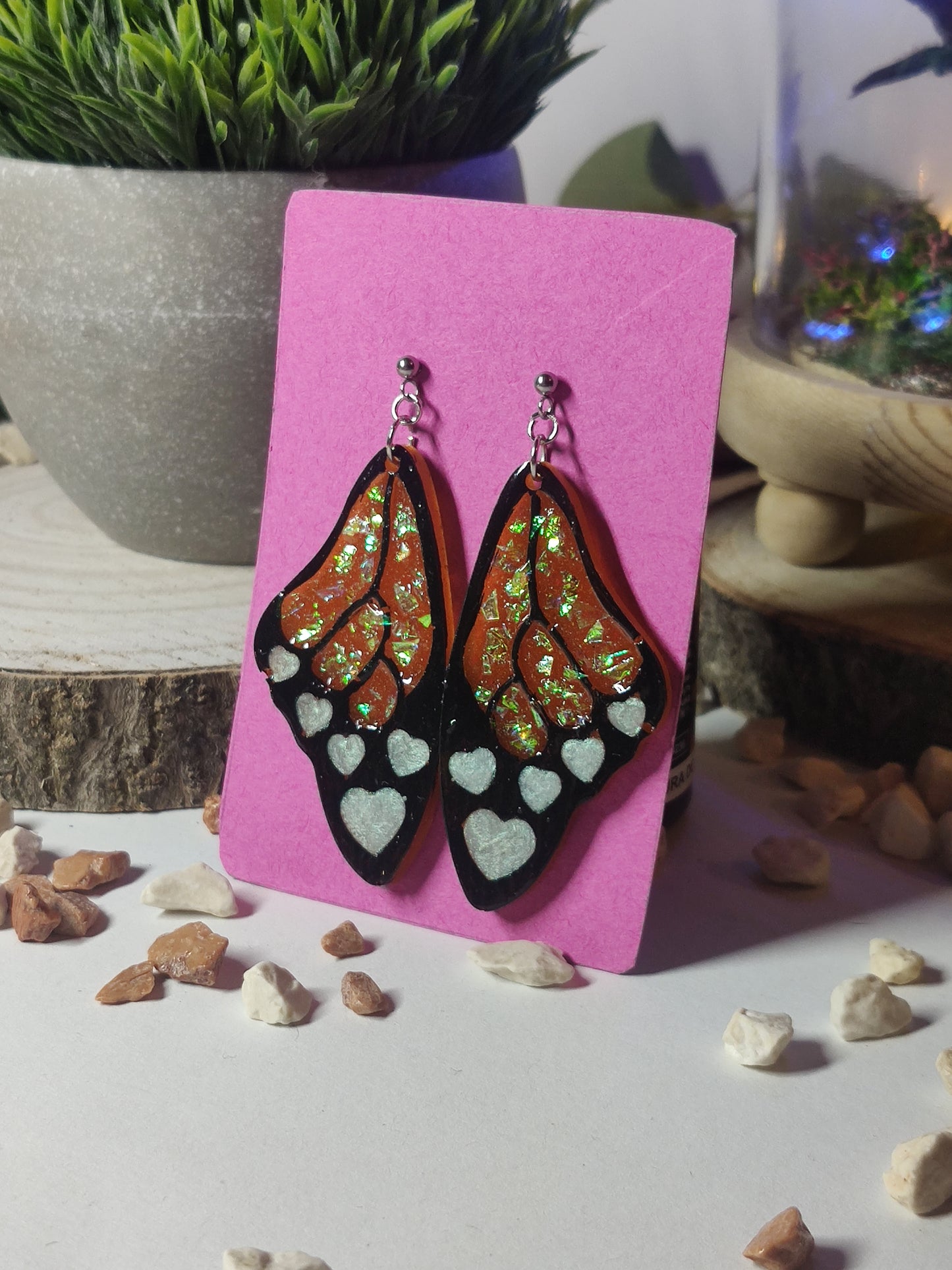 Butterfly wings earrings in Resin