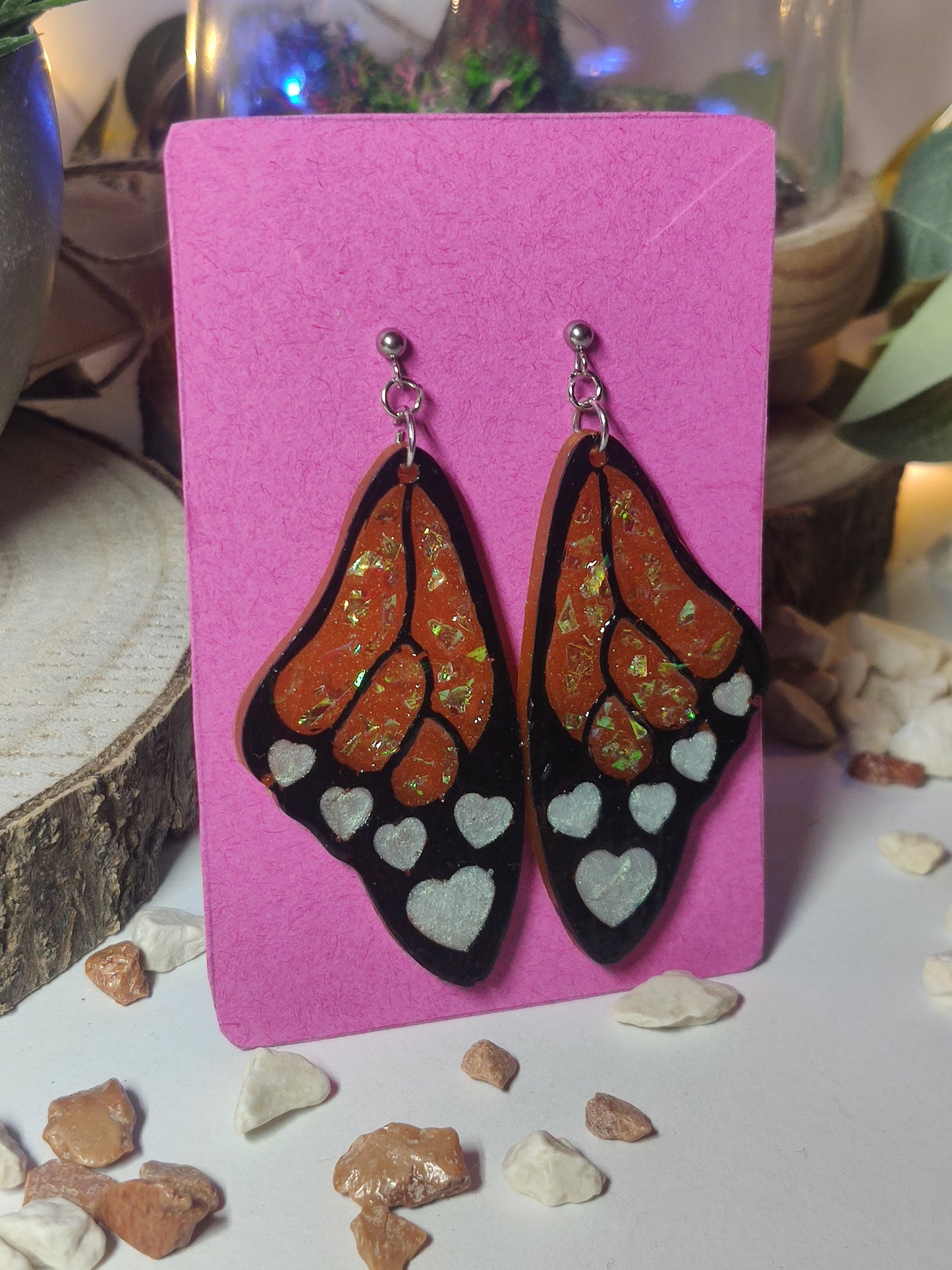 Butterfly wings earrings in Resin