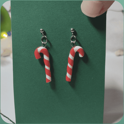 Handmade Candy Cane Festive Earrings