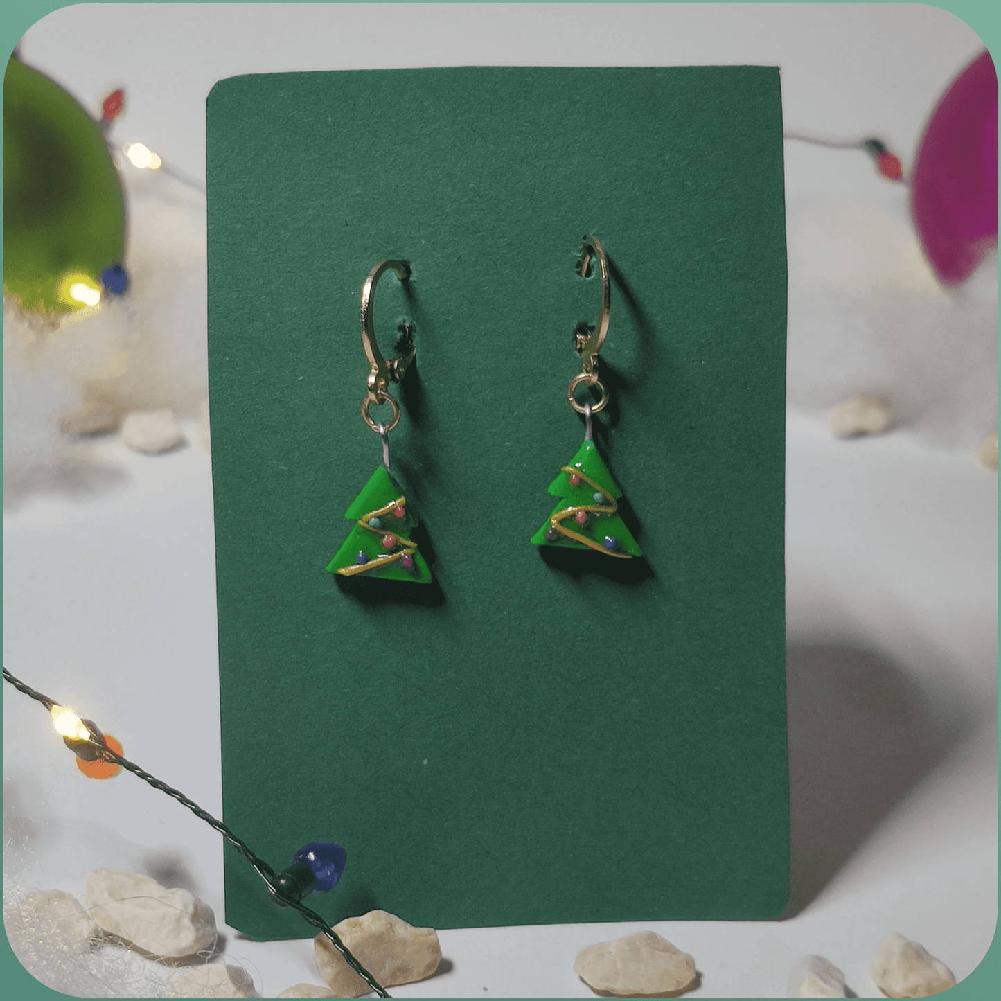 Handmade Christmas Tree Festive Earrings