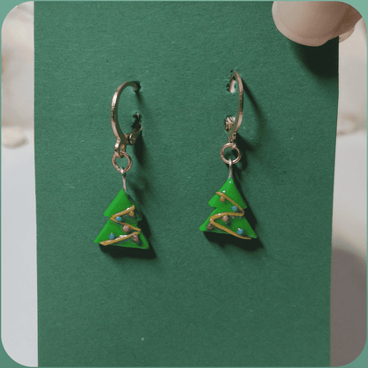 Handmade Christmas Tree Festive Earrings