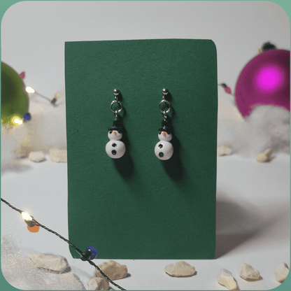 Handmade Snowman with Hat Festive Earrings