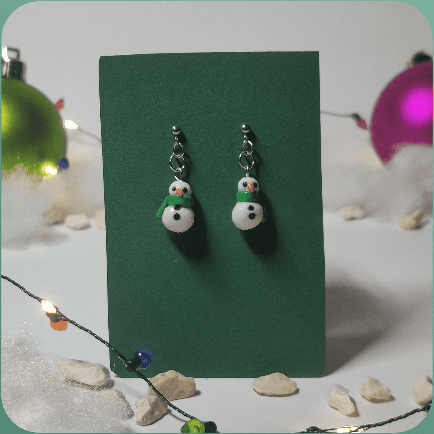 Handmade Snowman with Scarf Festive Earrings