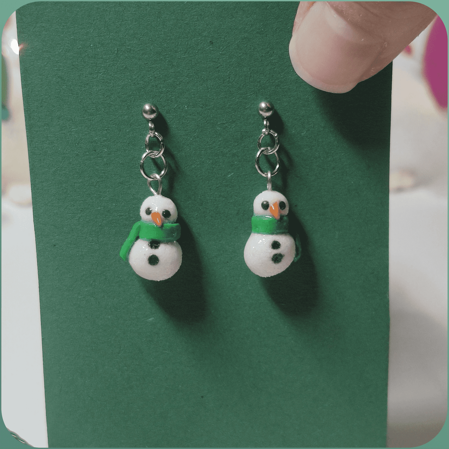 Handmade Snowman with Scarf Festive Earrings