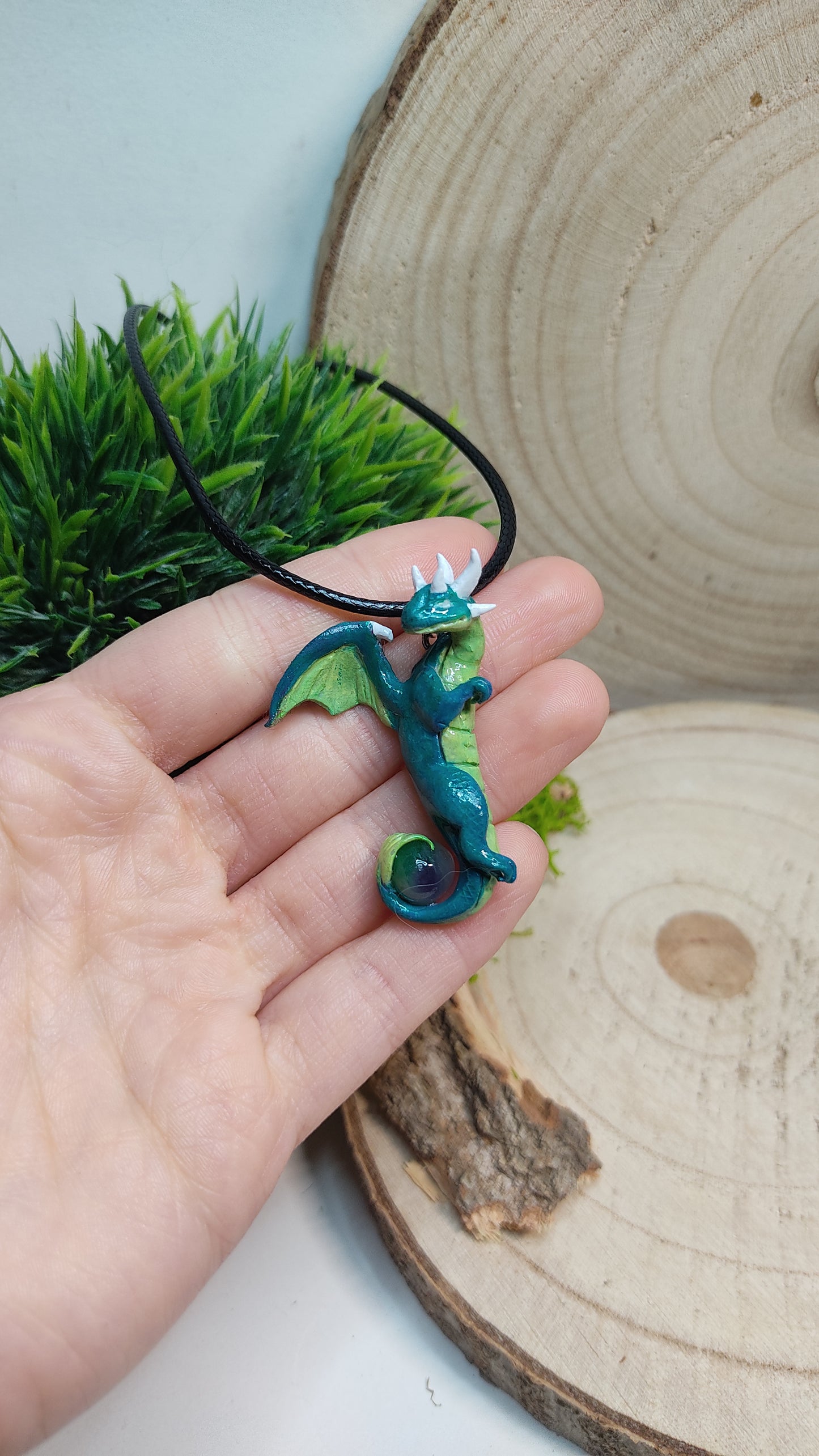 Handmade Lucky Dragons Necklace -Clay-