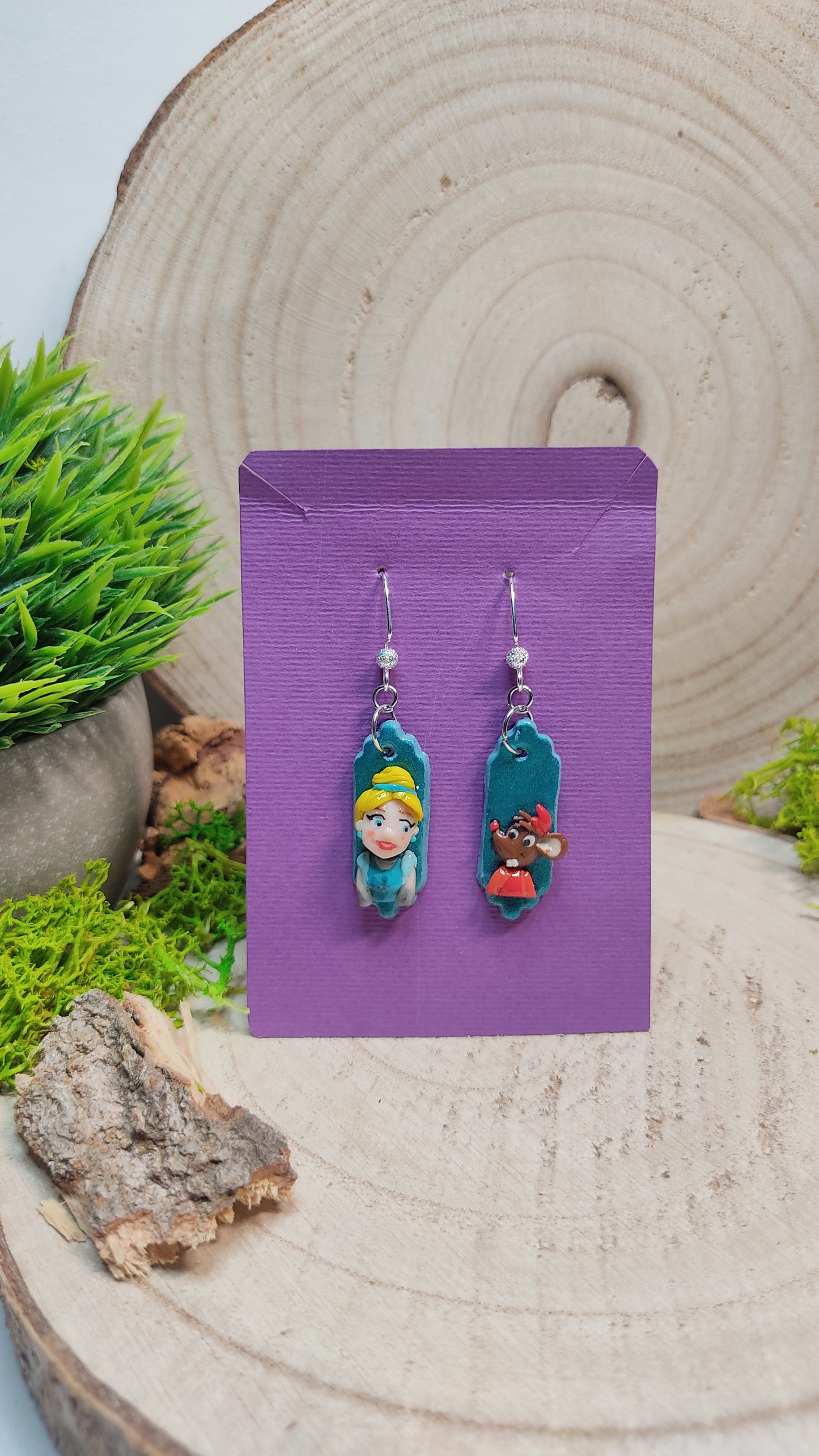 Handmade Cinderella earrings -Clay-