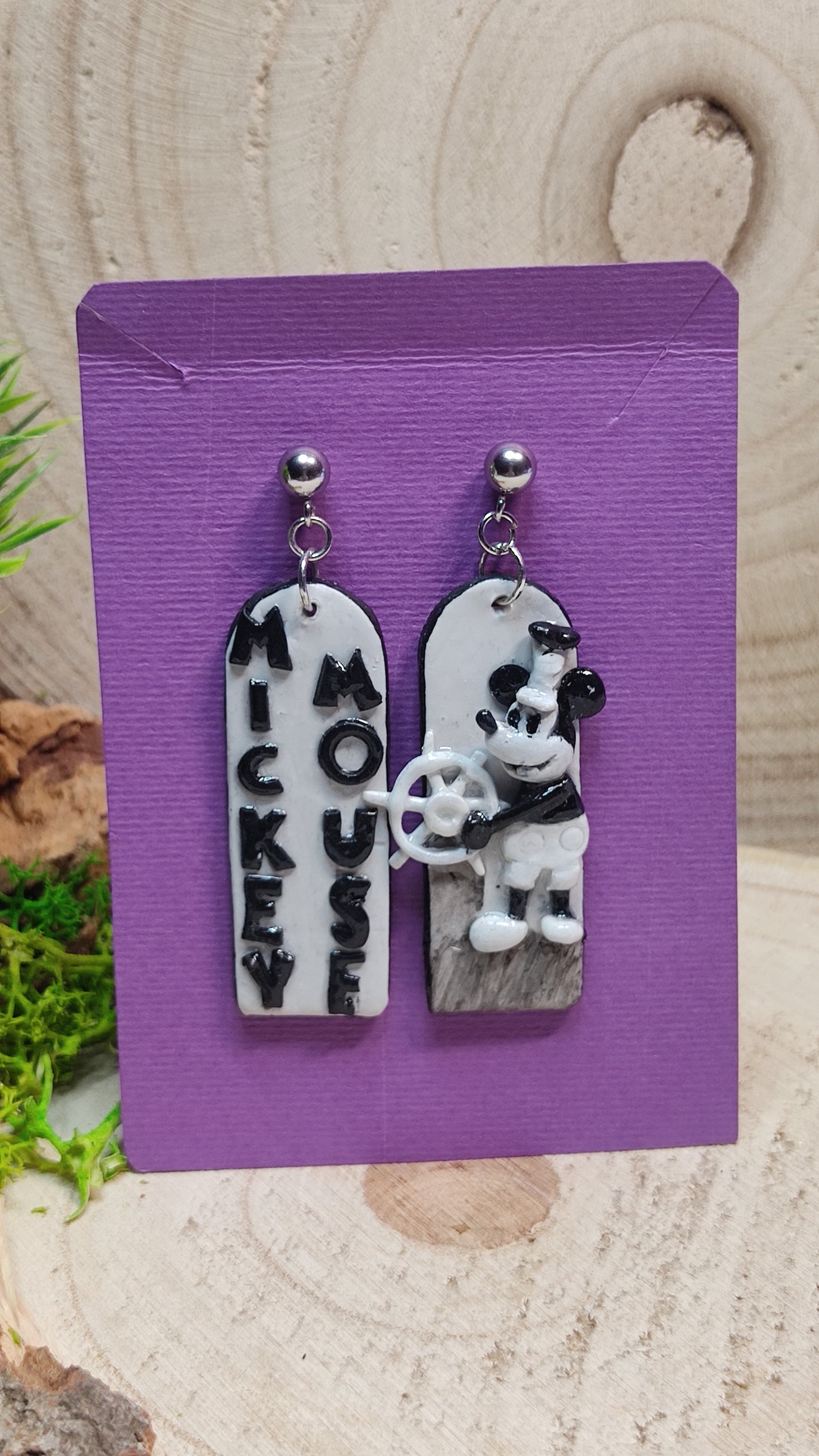 Handmade Mickey mouse earrings -Clay-