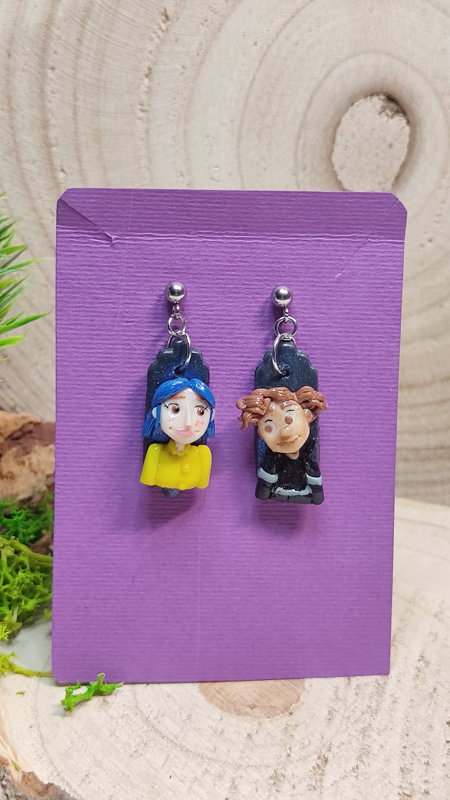 Handmade Coraline earrings -Clay-