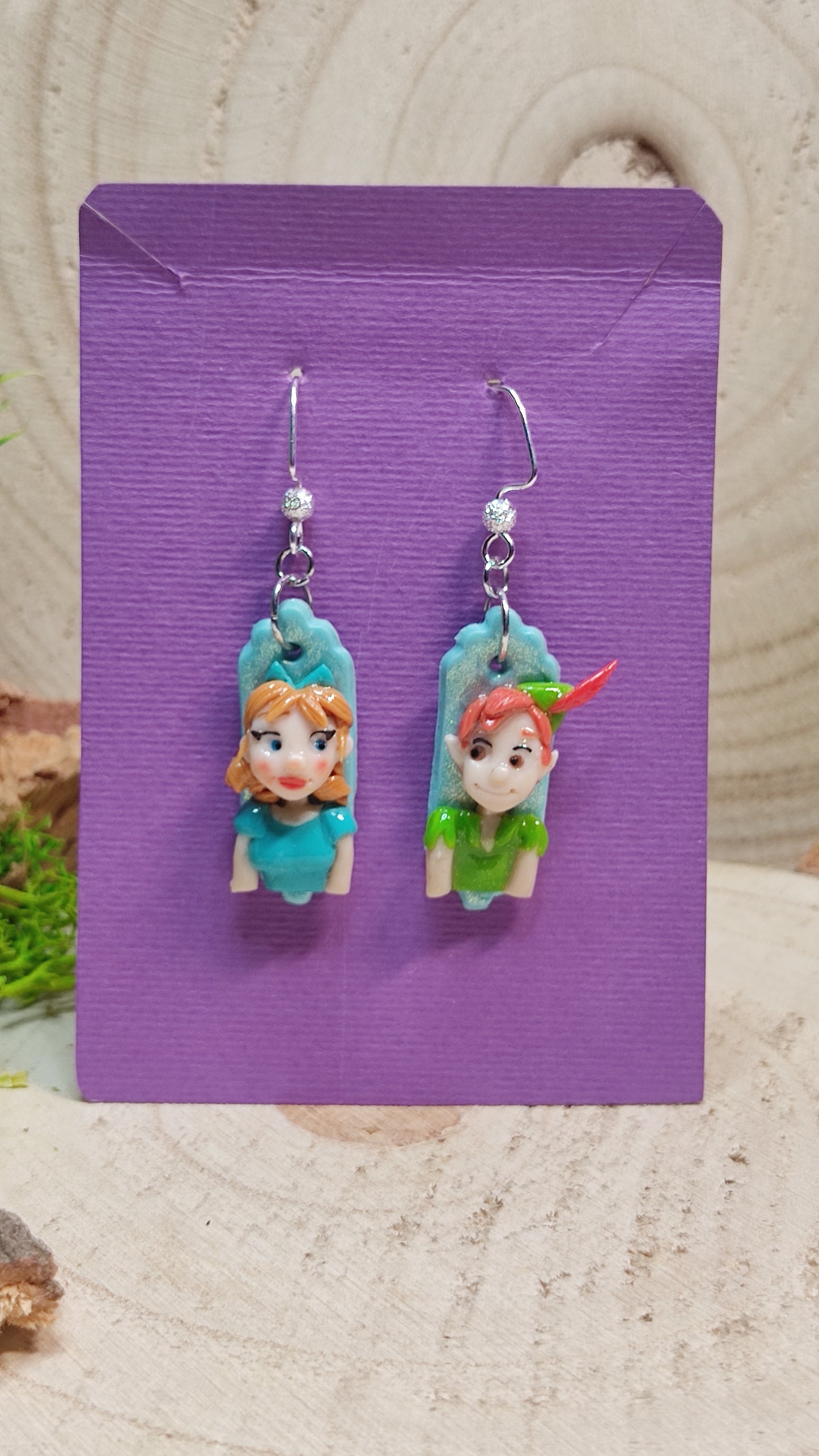 Handmade Cute Peater Pan earrings -Clay-