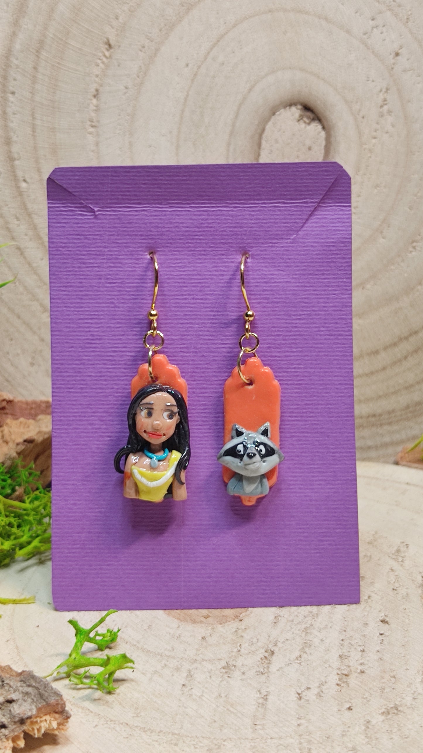 Handmade Pocahontas earrings -Clay-