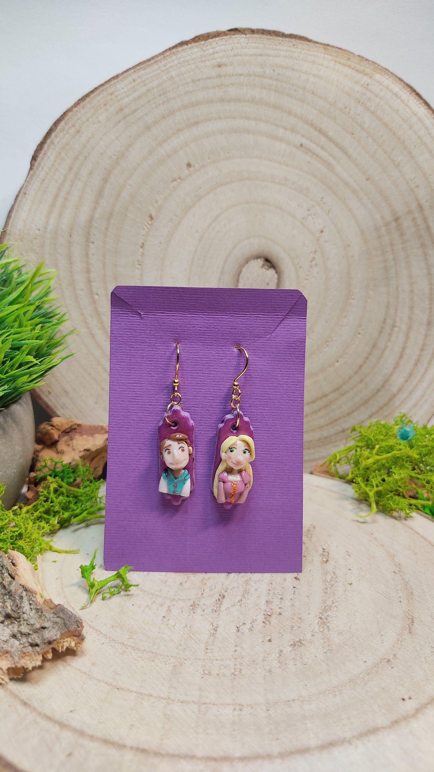 Handmade Rapunzel earrings -Clay-