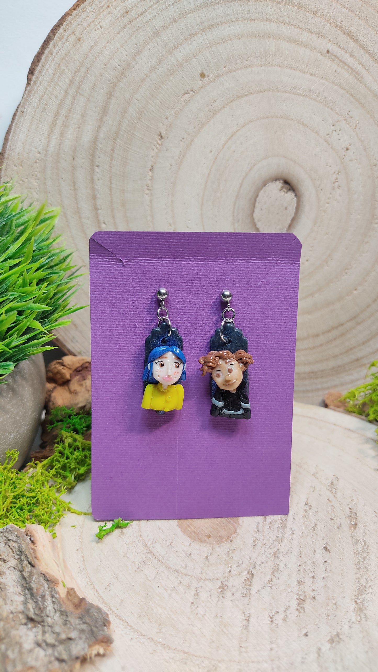 Handmade Coraline earrings -Clay-