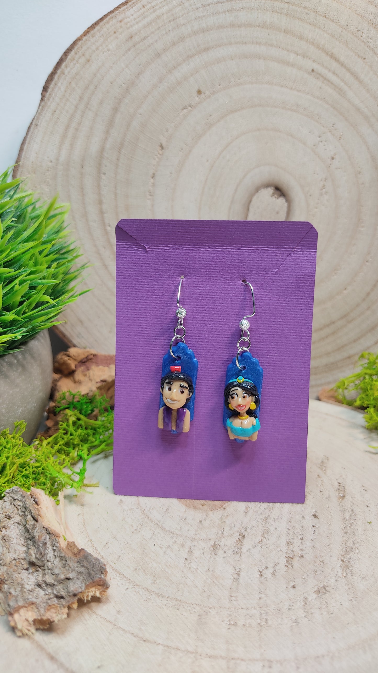 Handmade Aladdin earrings -Clay-