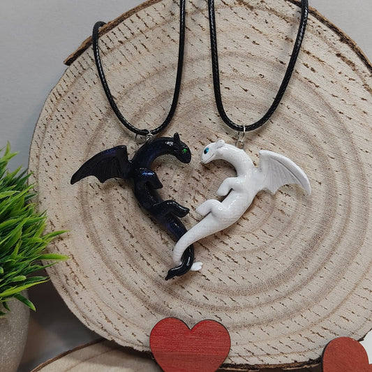 Dragon trainer couple necklace -Clay-